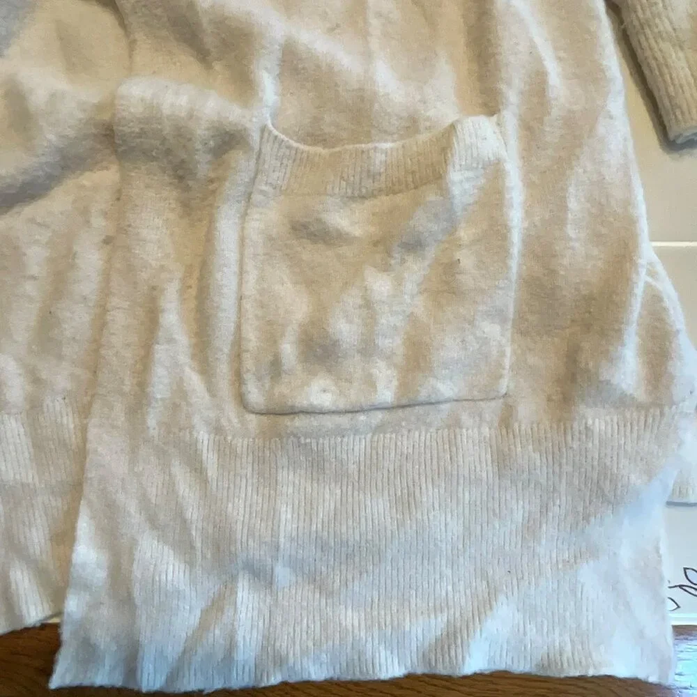 Madewell Womens Open Front Cardigan 3/4 Sleeve Sweater Size M‎ Beige Two Pockets
